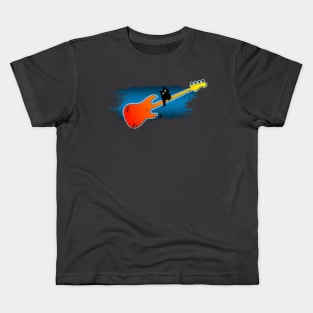 Black cat and guitar Kids T-Shirt